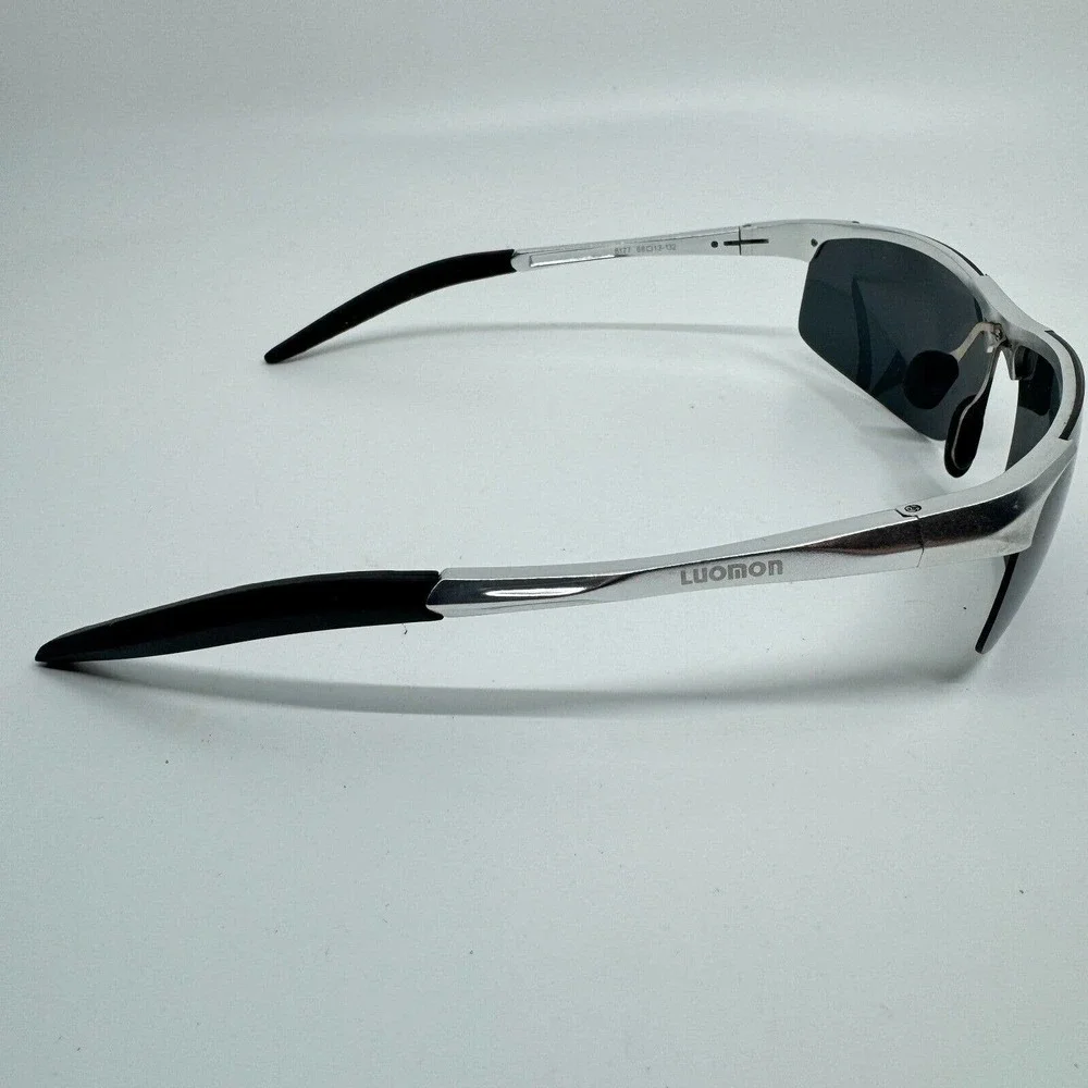LUOMON 8600 C4 Men's Polarized Shield Sunglasses Al-Mg Aloy‎ Silver Frame H9971